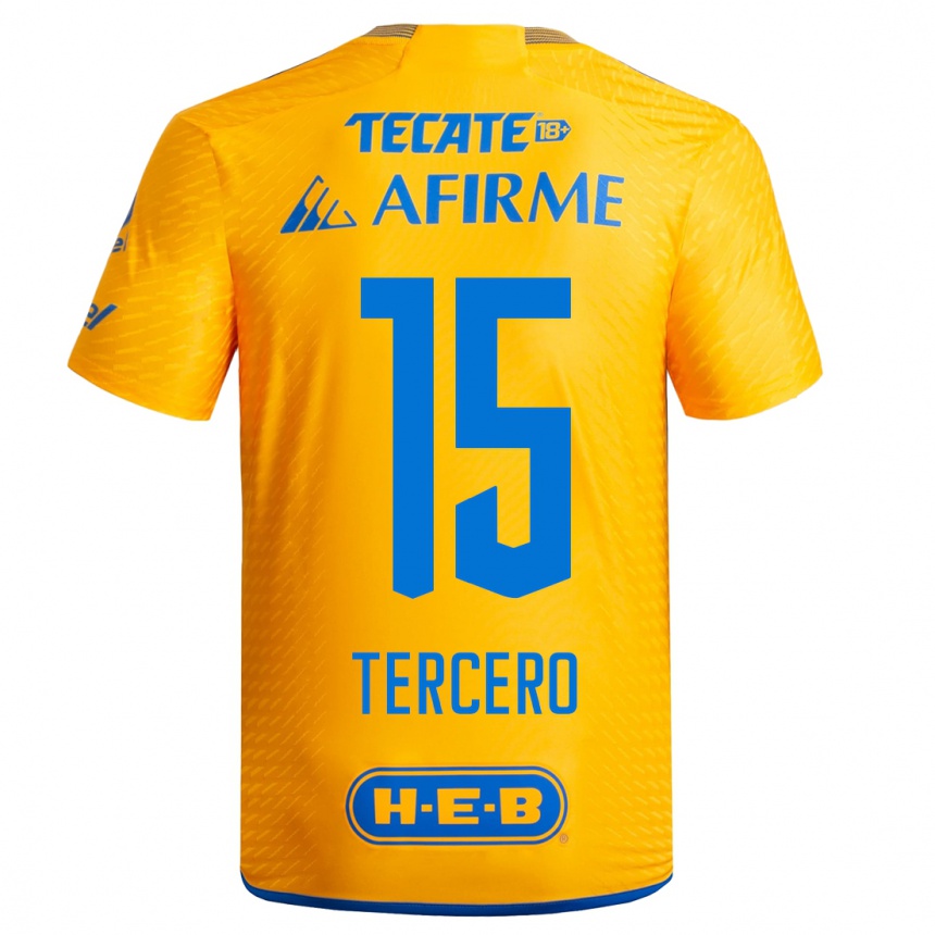 Hombre Fútbol Camiseta Eduardo Tercero #15 Amarillo 1ª Equipación 2023/24