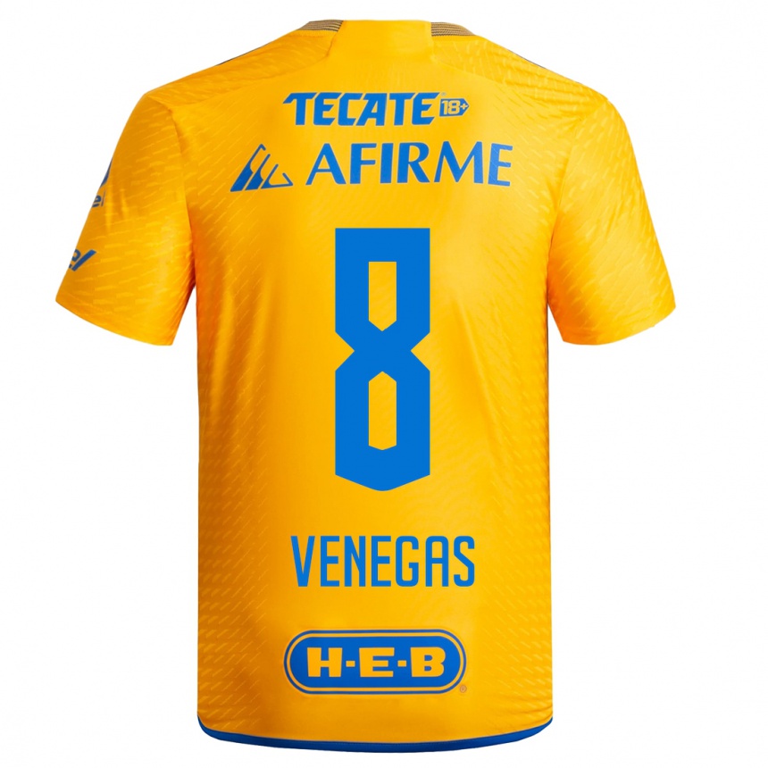 Hombre Fútbol Camiseta Francisco Venegas #8 Amarillo 1ª Equipación 2023/24
