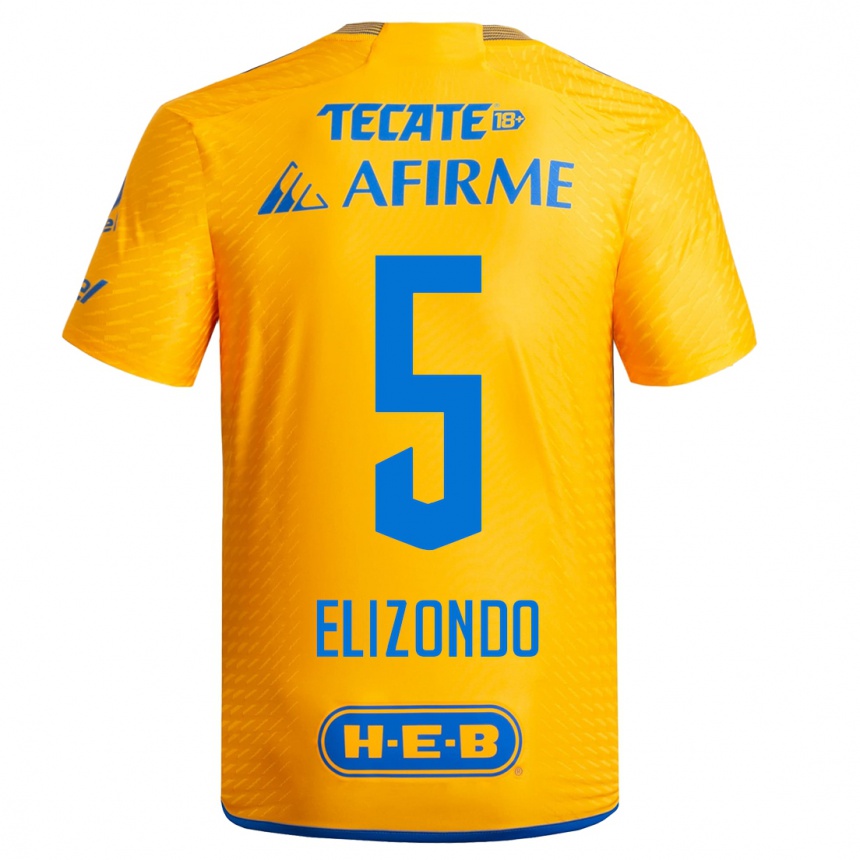 Hombre Fútbol Camiseta Fernanda Elizondo #5 Amarillo 1ª Equipación 2023/24