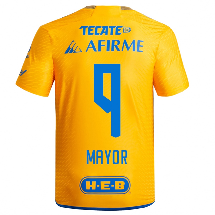Hombre Fútbol Camiseta Stephany Mayor #9 Amarillo 1ª Equipación 2023/24