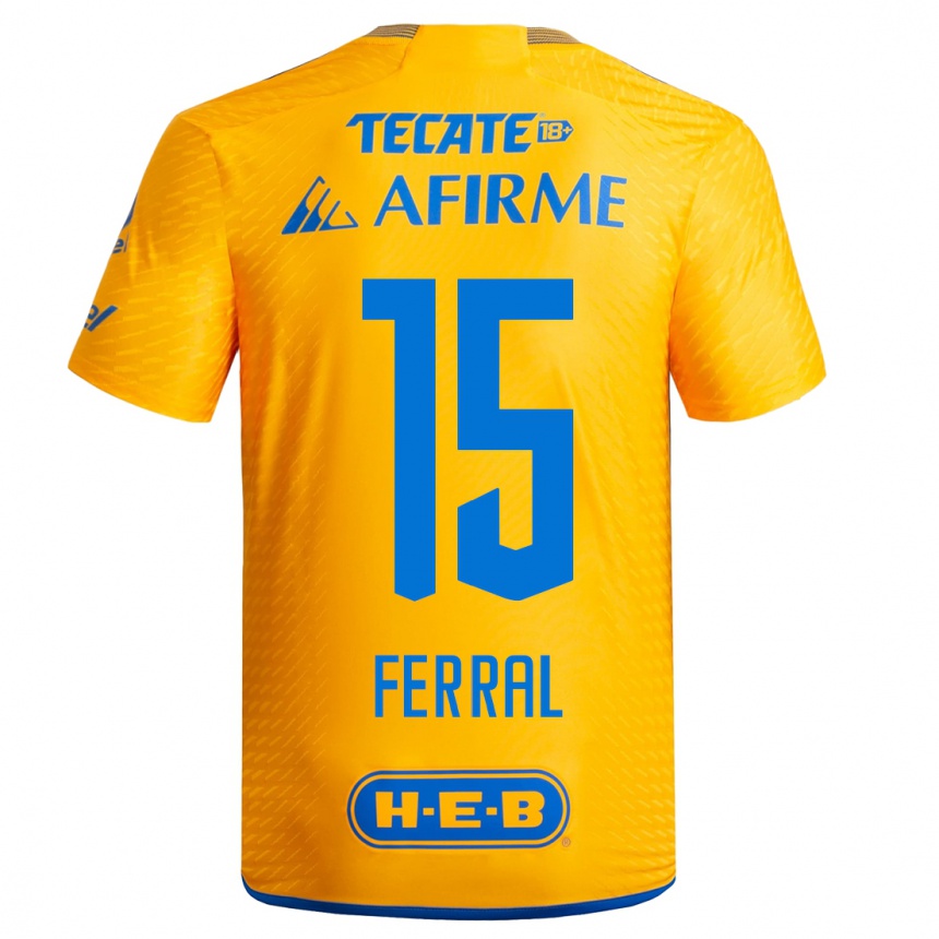 Hombre Fútbol Camiseta Cristina Ferral #15 Amarillo 1ª Equipación 2023/24