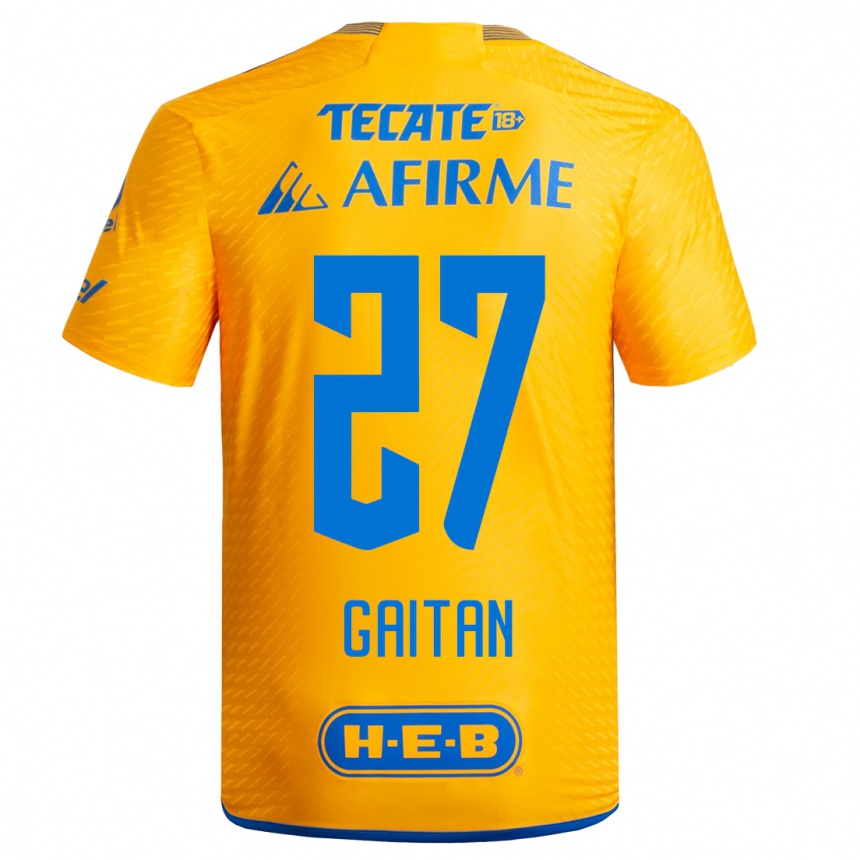Hombre Fútbol Camiseta Natalia Gaitan #27 Amarillo 1ª Equipación 2023/24