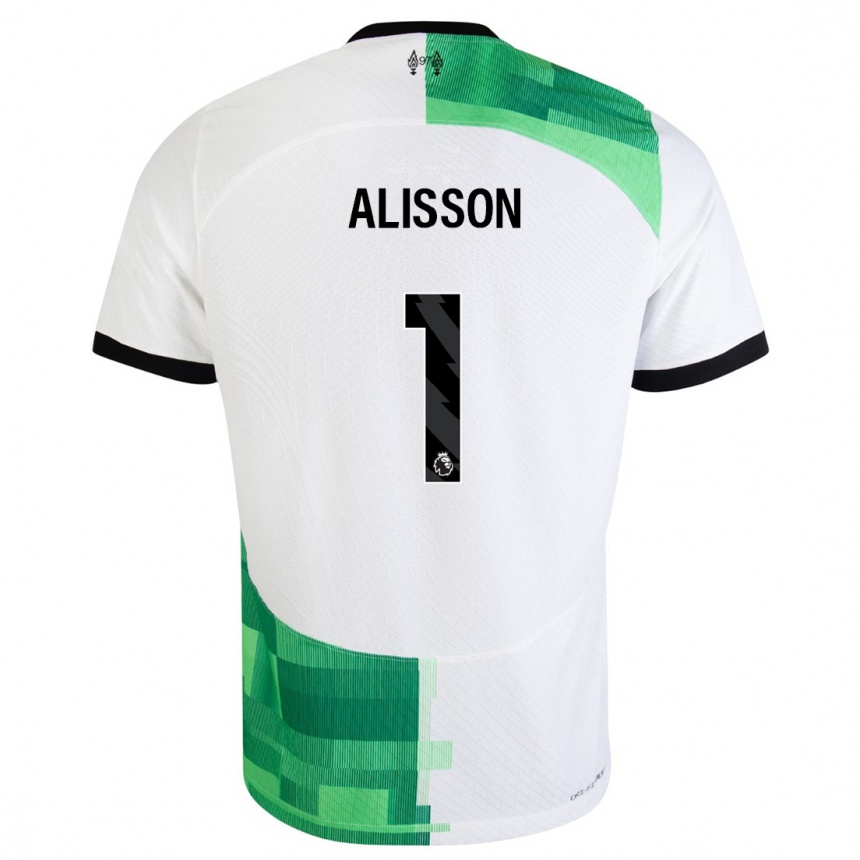 Hombre Fútbol Camiseta Alisson #1 Blanco Verde 2ª Equipación 2023/24