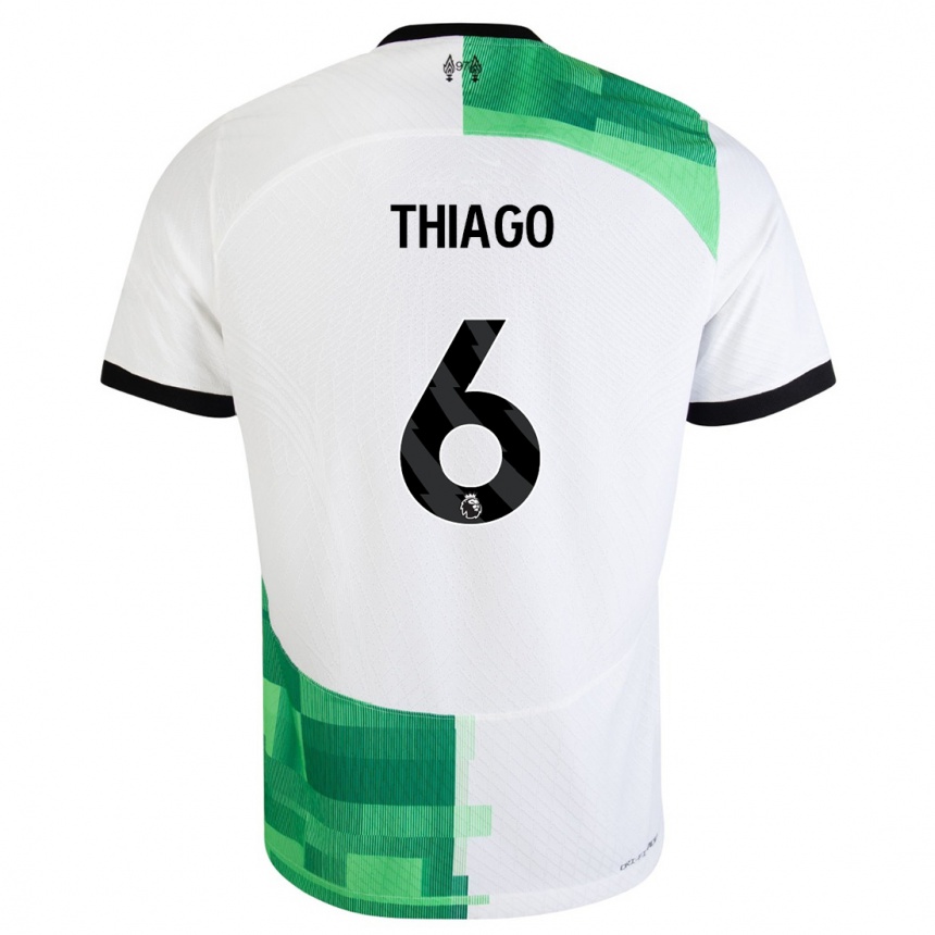 Hombre Fútbol Camiseta Thiago #6 Blanco Verde 2ª Equipación 2023/24