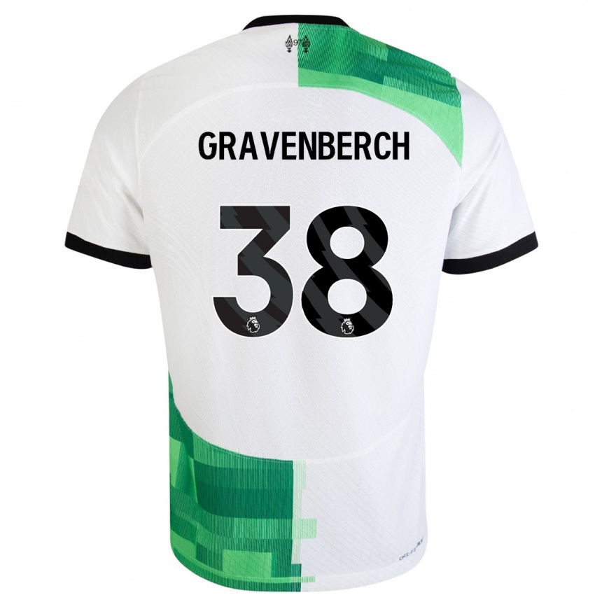 Hombre Fútbol Camiseta Ryan Gravenberch #38 Blanco Verde 2ª Equipación 2023/24