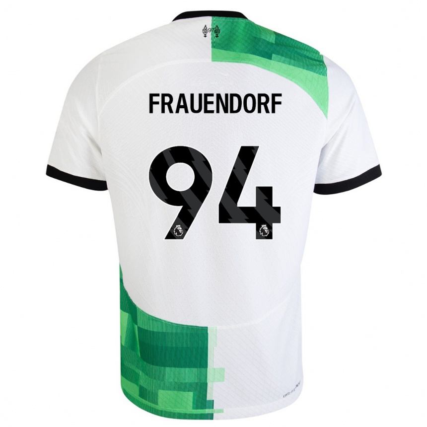 Hombre Fútbol Camiseta Melkamu Frauendorf #94 Blanco Verde 2ª Equipación 2023/24