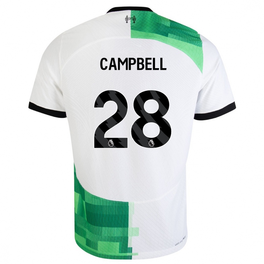 Hombre Fútbol Camiseta Megan Campbell #28 Blanco Verde 2ª Equipación 2023/24