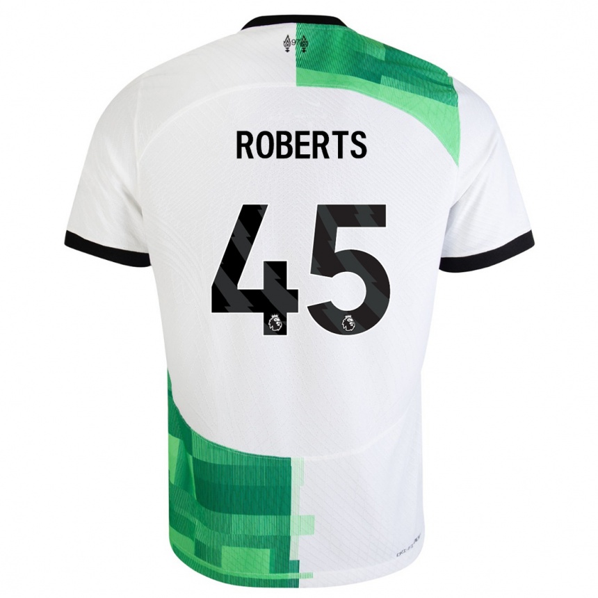 Hombre Fútbol Camiseta Iwan Roberts #45 Blanco Verde 2ª Equipación 2023/24