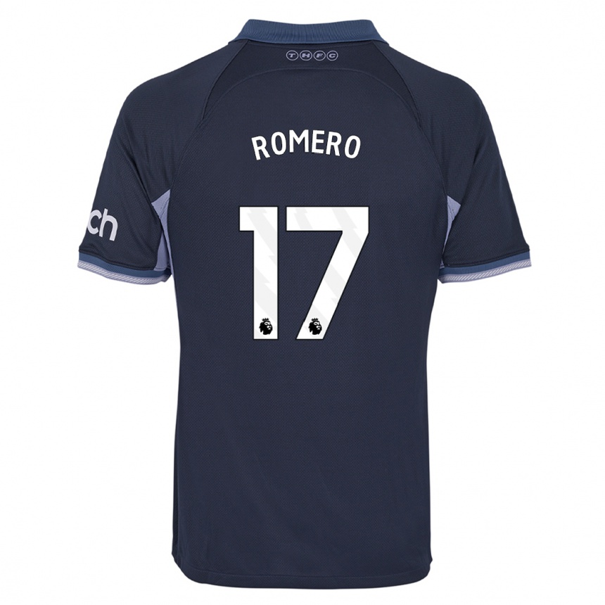 Hombre Fútbol Camiseta Cristian Romero #17 Azul Oscuro 2ª Equipación 2023/24