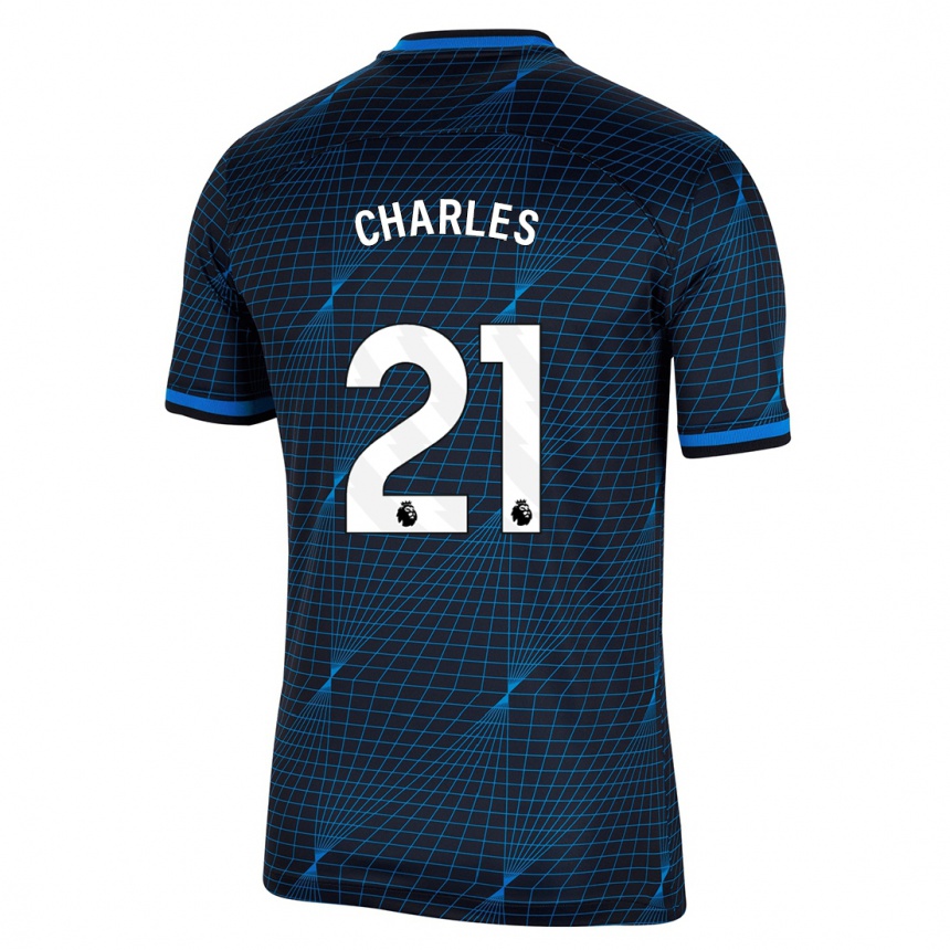 Hombre Fútbol Camiseta Niamh Charles #21 Azul Oscuro 2ª Equipación 2023/24