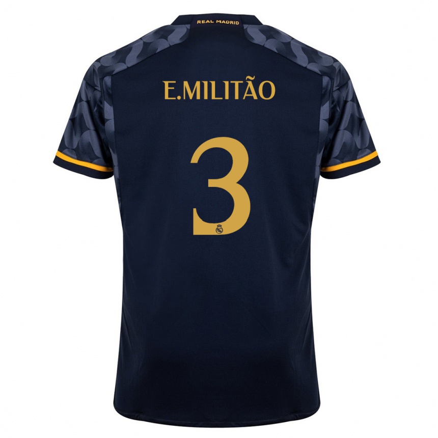Hombre Fútbol Camiseta Eder Militao #3 Azul Oscuro 2ª Equipación 2023/24