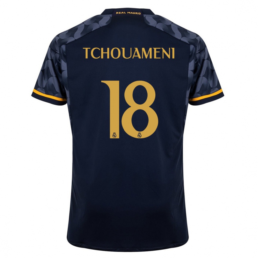 Hombre Fútbol Camiseta Aurelien Tchouameni #18 Azul Oscuro 2ª Equipación 2023/24