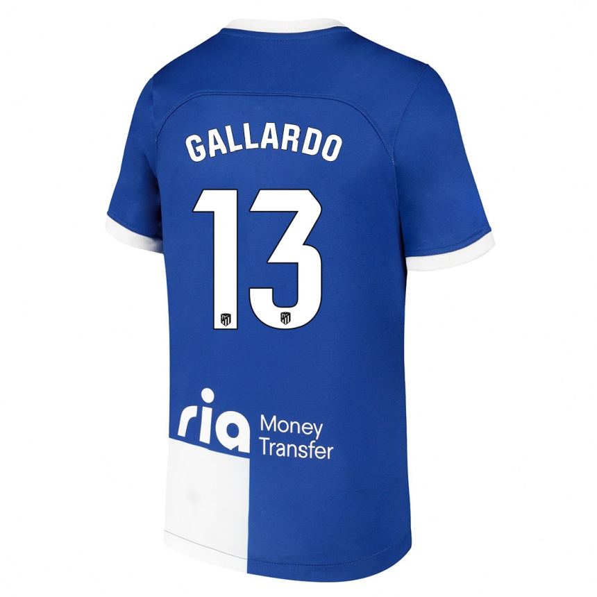 Hombre Fútbol Camiseta Lola Gallardo #13 Azul Blanco 2ª Equipación 2023/24