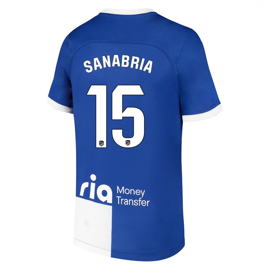 Hombre Fútbol Camiseta Juan Sanabria #15 Azul Blanco 2ª Equipación 2023/24