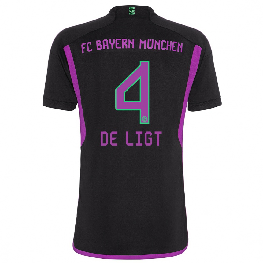 Hombre Fútbol Camiseta Matthijs De Ligt #4 Negro 2ª Equipación 2023/24