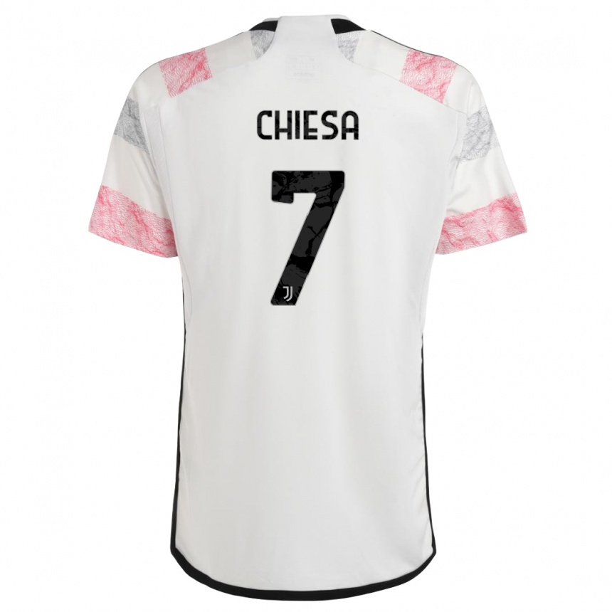 Hombre Fútbol Camiseta Federico Chiesa #7 Blanco Rosa 2ª Equipación 2023/24