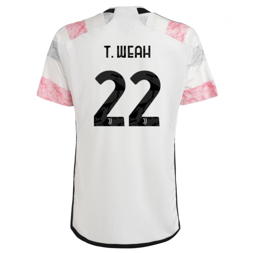 Hombre Fútbol Camiseta Timothy Weah #22 Blanco Rosa 2ª Equipación 2023/24