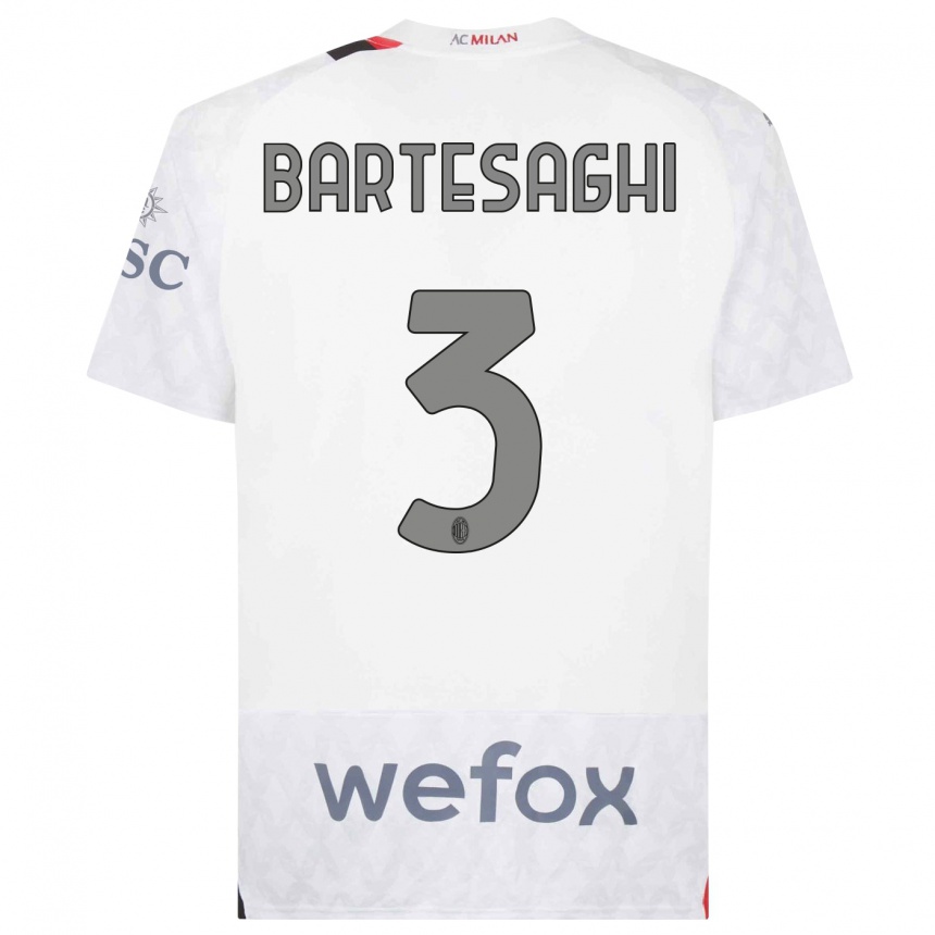 Hombre Fútbol Camiseta Davide Bartesaghi #3 Blanco 2ª Equipación 2023/24