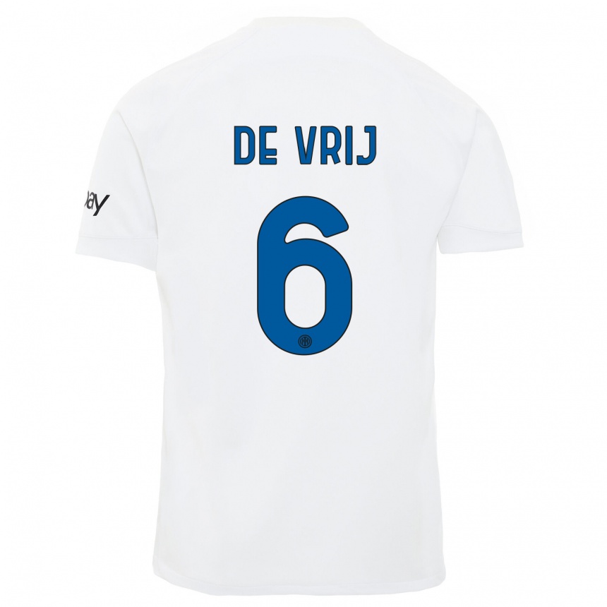 Hombre Fútbol Camiseta Stefan De Vrij #6 Blanco 2ª Equipación 2023/24