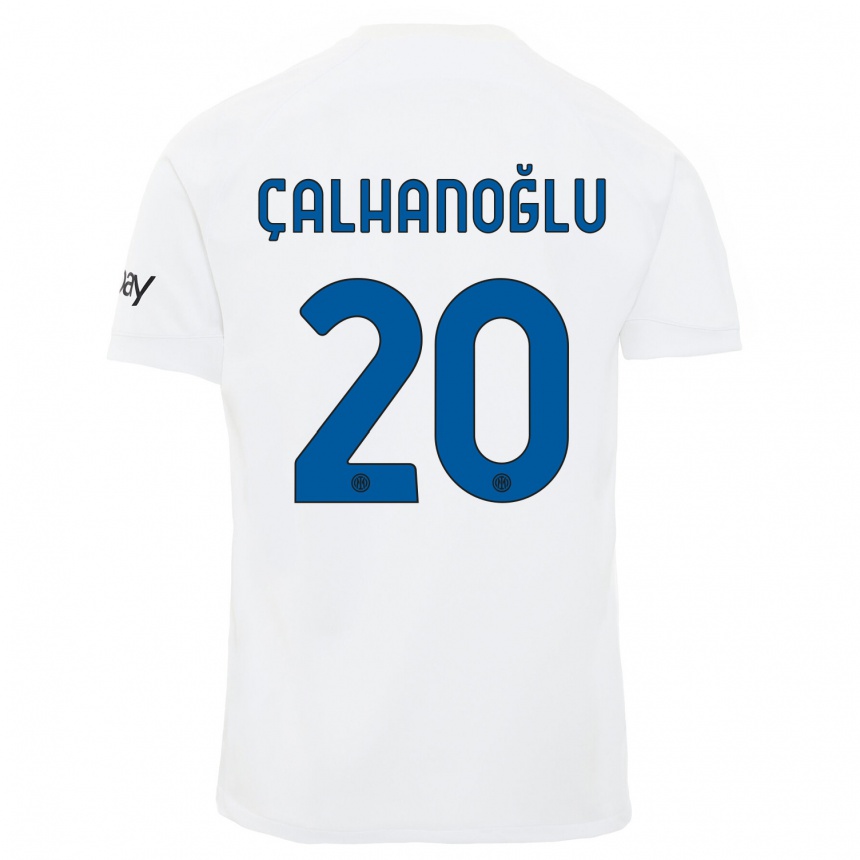 Hombre Fútbol Camiseta Hakan Calhanoglu #20 Blanco 2ª Equipación 2023/24