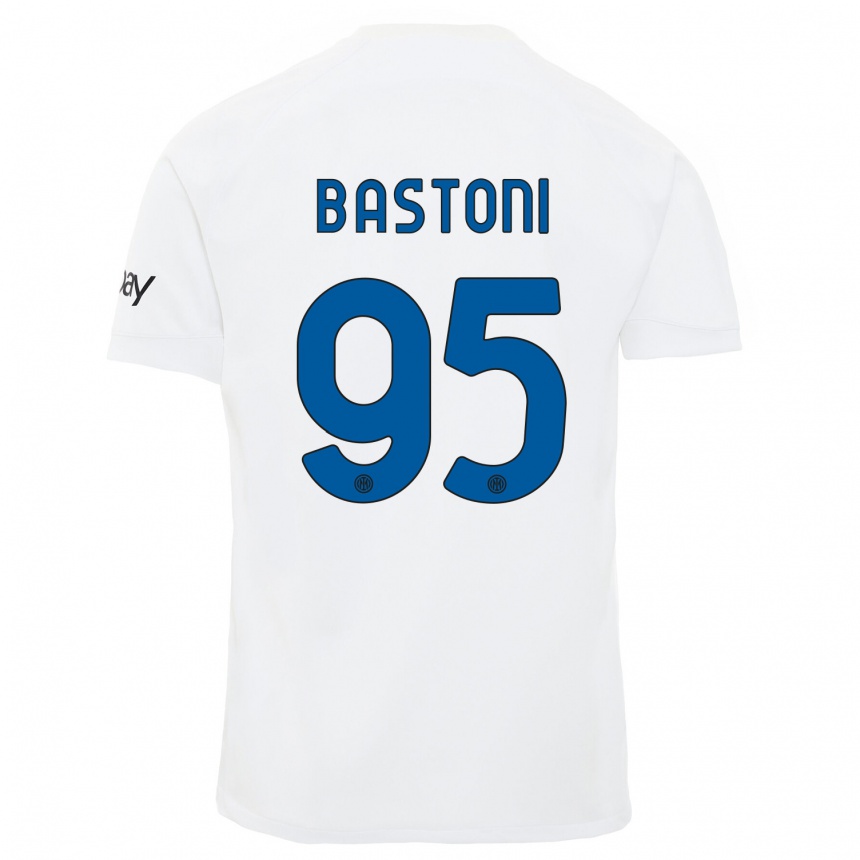 Hombre Fútbol Camiseta Alessandro Bastoni #95 Blanco 2ª Equipación 2023/24