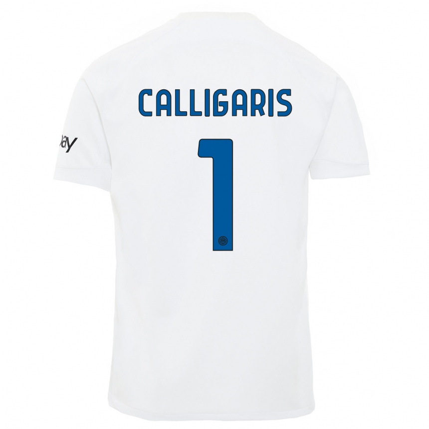 Hombre Fútbol Camiseta Alessandro Calligaris #1 Blanco 2ª Equipación 2023/24