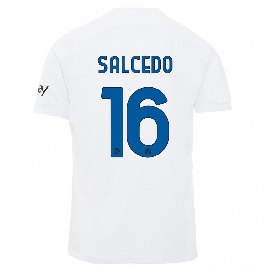 Hombre Fútbol Camiseta Eddie Salcedo #16 Blanco 2ª Equipación 2023/24