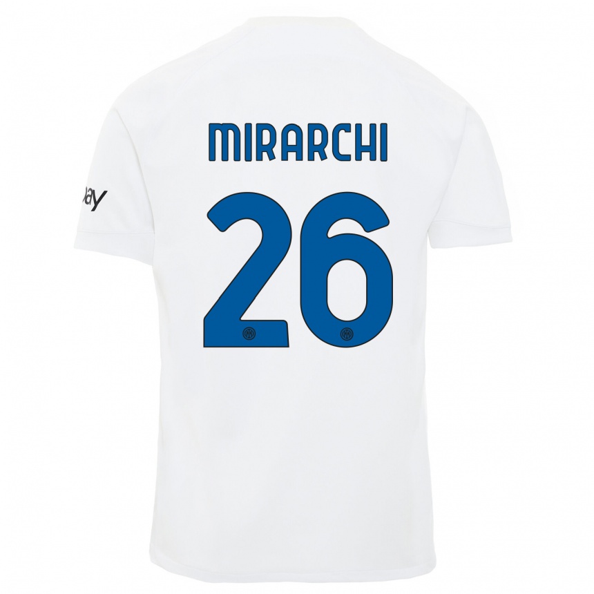 Hombre Fútbol Camiseta Mattia Mirarchi #26 Blanco 2ª Equipación 2023/24