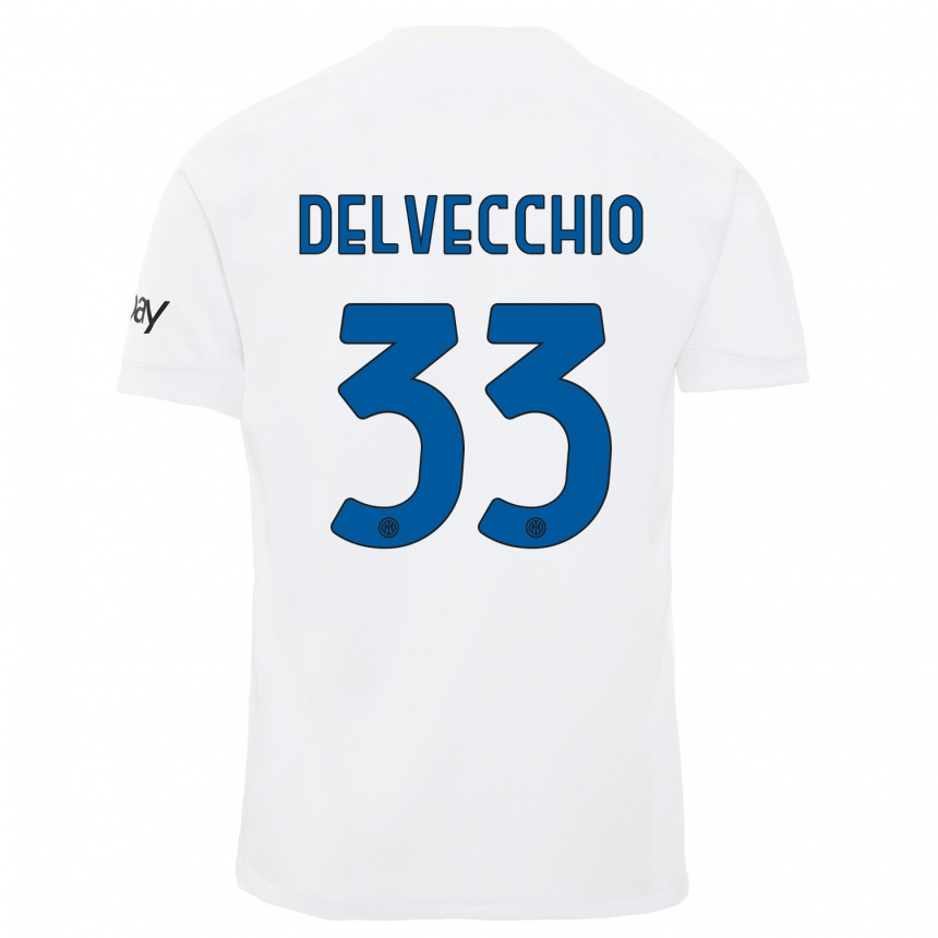 Hombre Fútbol Camiseta Gabriele Delvecchio #33 Blanco 2ª Equipación 2023/24