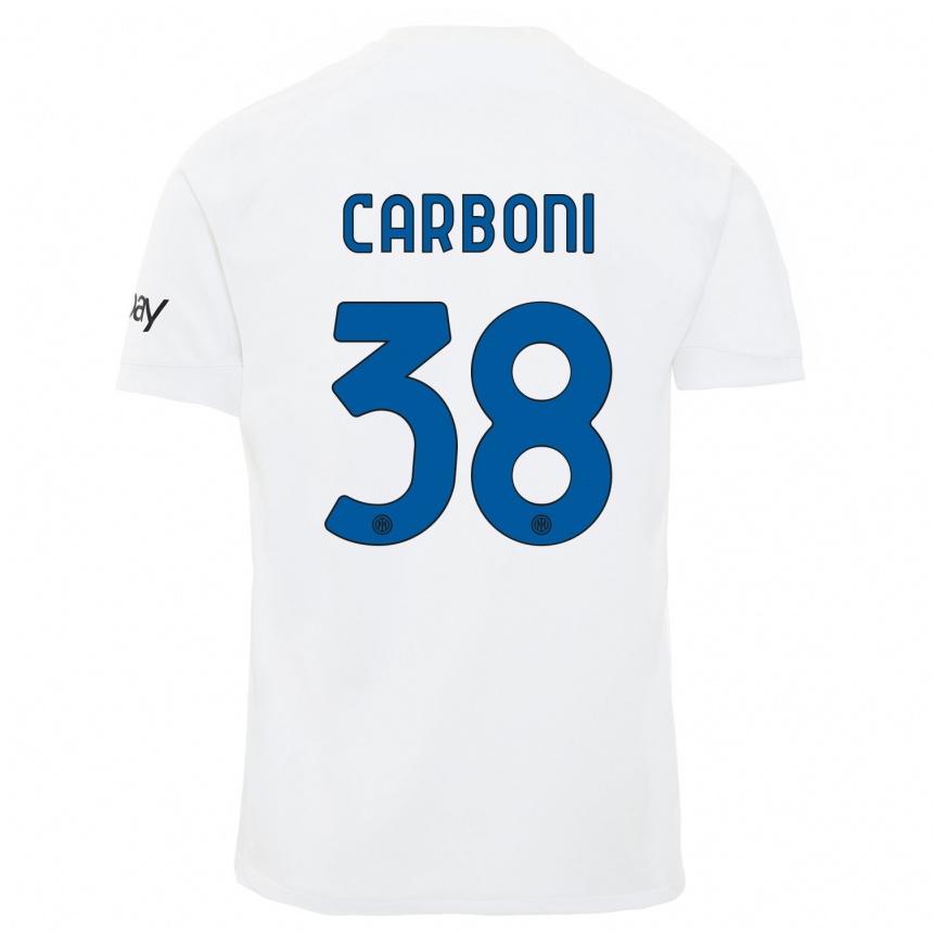 Hombre Fútbol Camiseta Valentin Carboni #38 Blanco 2ª Equipación 2023/24