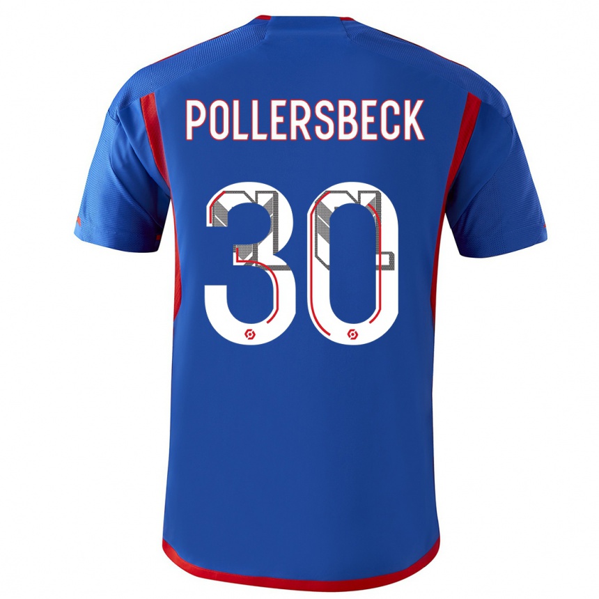 Hombre Fútbol Camiseta Julian Pollersbeck #30 Azul Rojo 2ª Equipación 2023/24