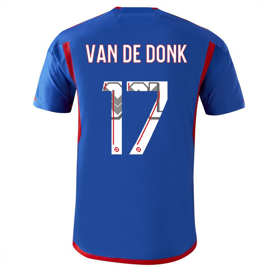 Hombre Fútbol Camiseta Danielle Van De Donk #17 Azul Rojo 2ª Equipación 2023/24