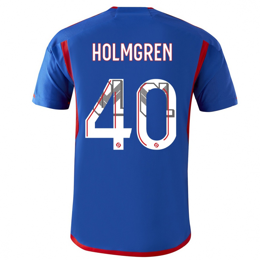 Hombre Fútbol Camiseta Emma Holmgren #40 Azul Rojo 2ª Equipación 2023/24