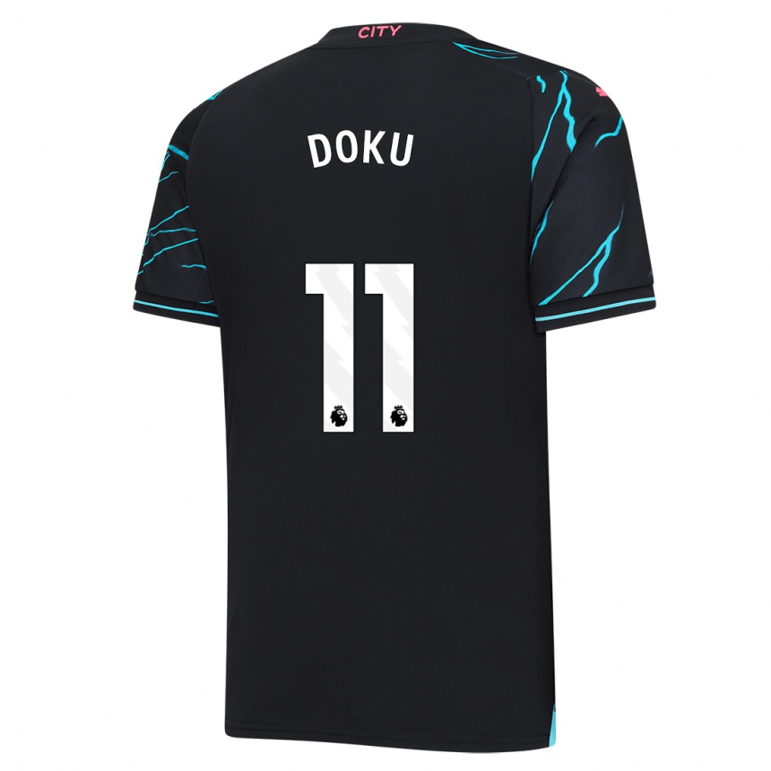 Hombre Fútbol Camiseta Jérémy Doku #11 Azul Oscuro Equipación Tercera 2023/24