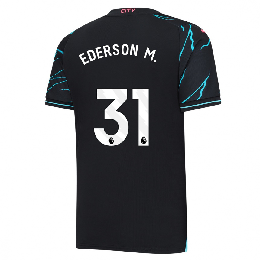 Hombre Fútbol Camiseta Ederson Moraes #31 Azul Oscuro Equipación Tercera 2023/24