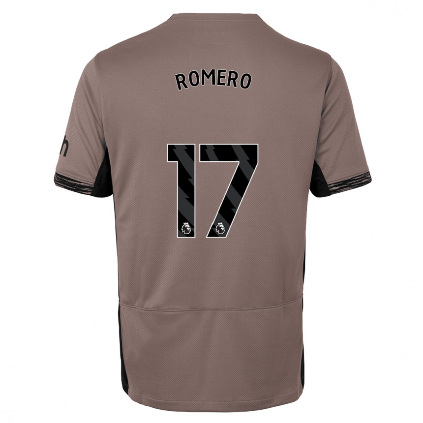 Hombre Fútbol Camiseta Cristian Romero #17 Beige Obscuro Equipación Tercera 2023/24