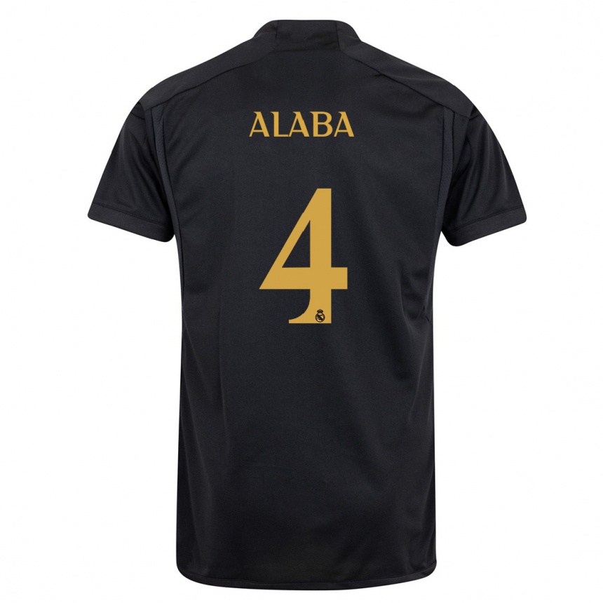 Hombre Fútbol Camiseta David Alaba #4 Negro Equipación Tercera 2023/24