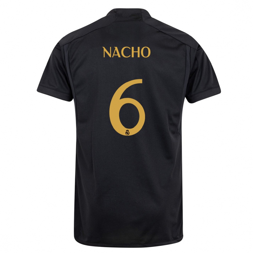 Hombre Fútbol Camiseta Nacho Fernandez #6 Negro Equipación Tercera 2023/24