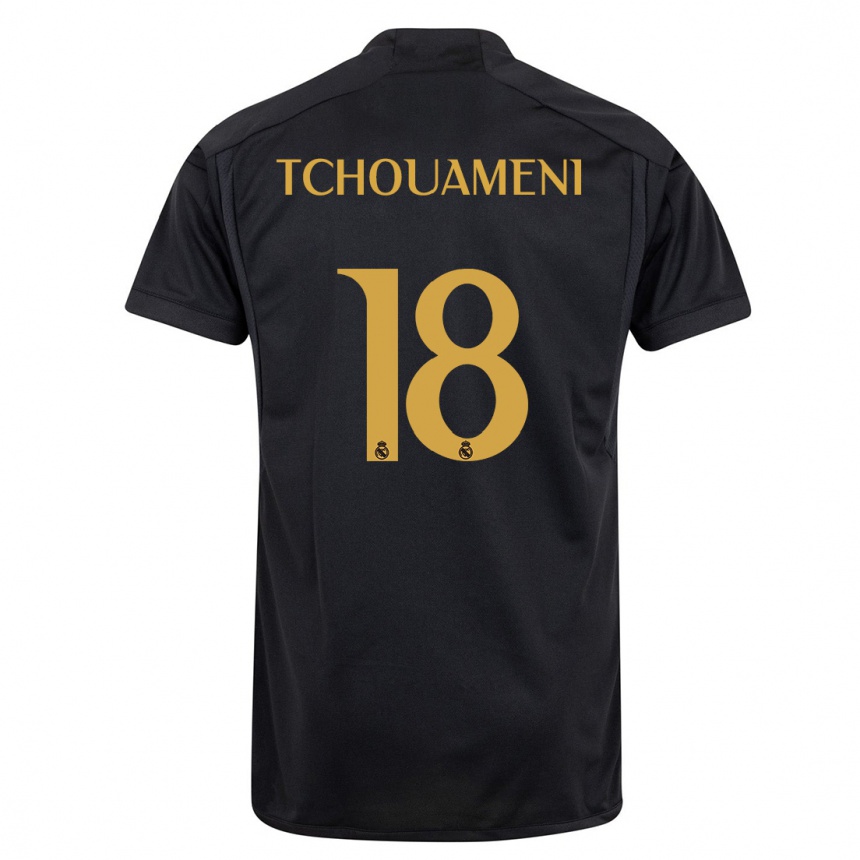 Hombre Fútbol Camiseta Aurelien Tchouameni #18 Negro Equipación Tercera 2023/24