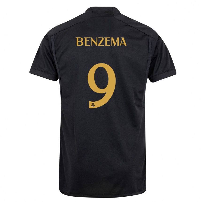 Hombre Fútbol Camiseta Karim Benzema #9 Negro Equipación Tercera 2023/24