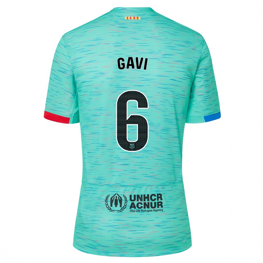 Hombre Fútbol Camiseta Gavi #6 Aguamarina Clara Equipación Tercera 2023/24