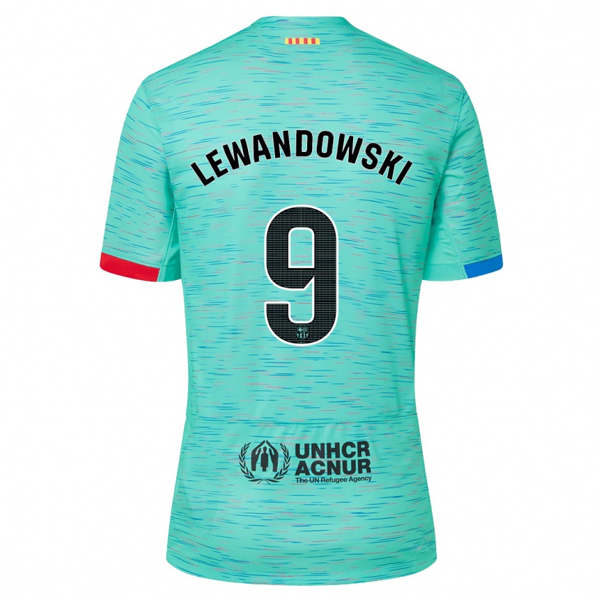 Hombre Fútbol Camiseta Robert Lewandowski #9 Aguamarina Clara Equipación Tercera 2023/24