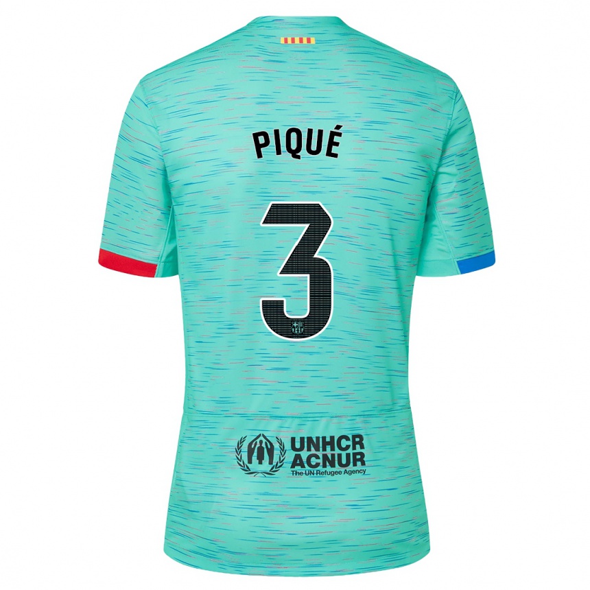 Hombre Fútbol Camiseta Gerard Pique #3 Aguamarina Clara Equipación Tercera 2023/24