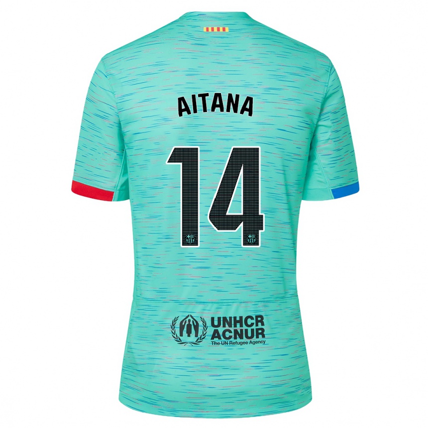 Hombre Fútbol Camiseta Aitana Bonmati #14 Aguamarina Clara Equipación Tercera 2023/24