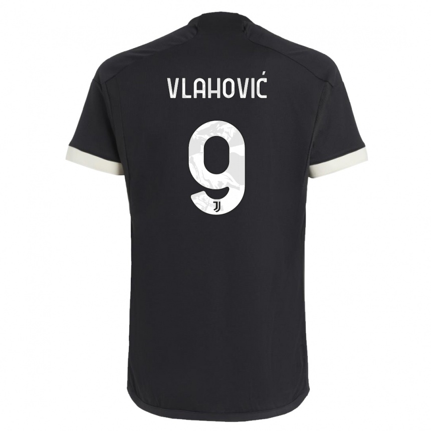 Hombre Fútbol Camiseta Dusan Vlahovic #9 Negro Equipación Tercera 2023/24