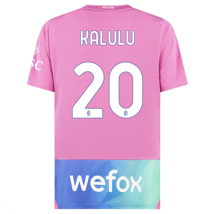 Hombre Fútbol Camiseta Pierre Kalulu #20 Rosado Morado Equipación Tercera 2023/24