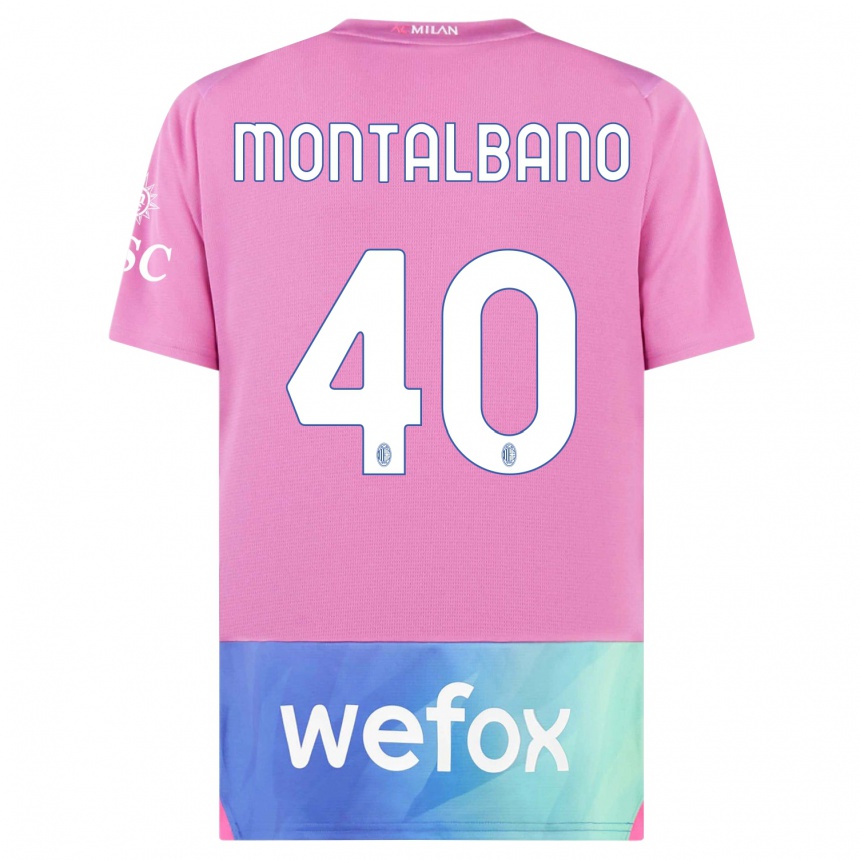 Hombre Fútbol Camiseta Nicolo Montalbano #40 Rosado Morado Equipación Tercera 2023/24