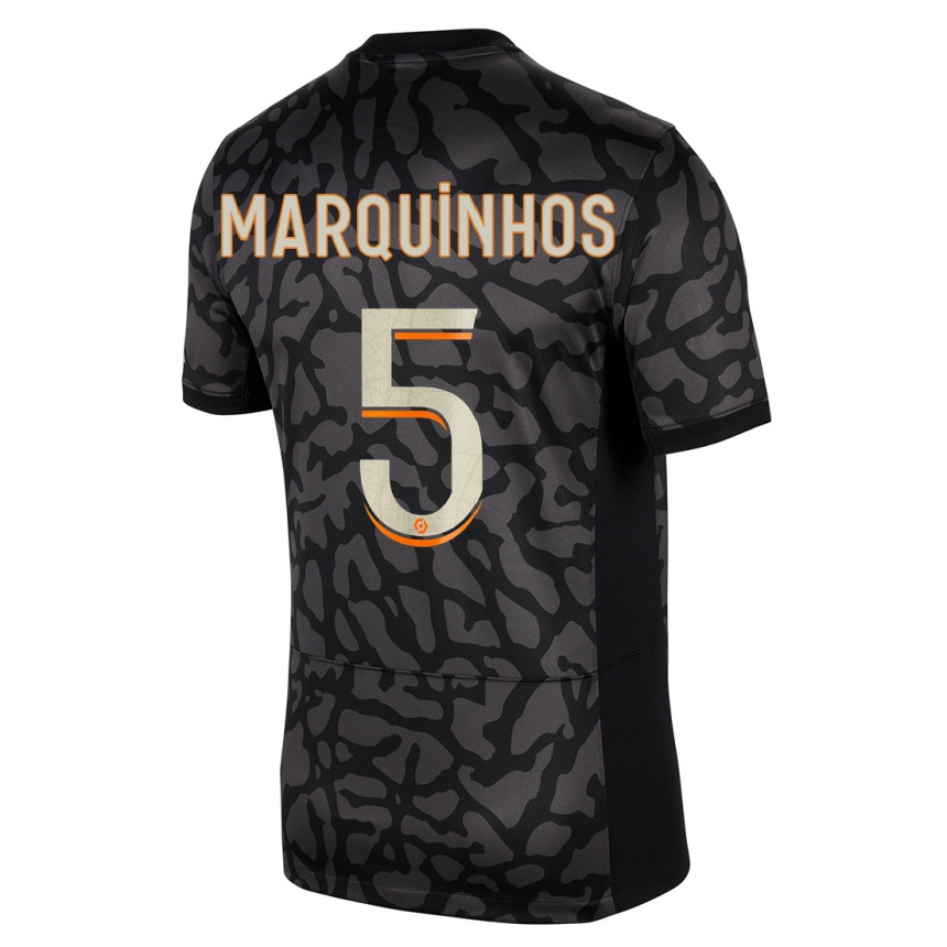 Hombre Fútbol Camiseta Marquinhos #5 Negro Equipación Tercera 2023/24