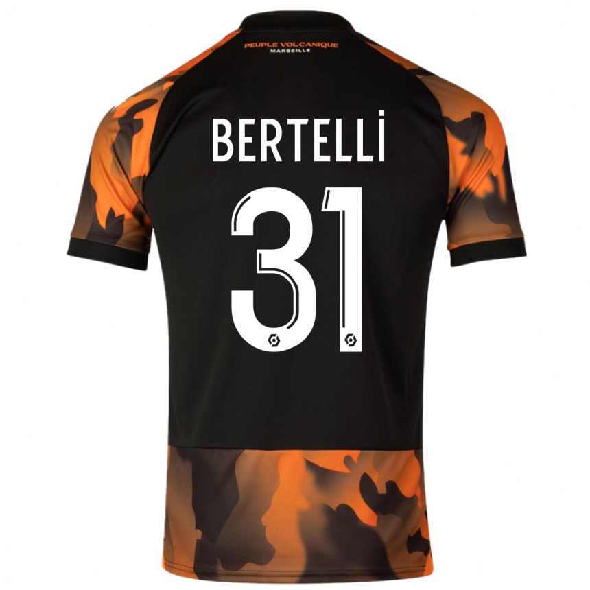 Hombre Fútbol Camiseta Ugo Bertelli #31 Negro Naranja Equipación Tercera 2023/24