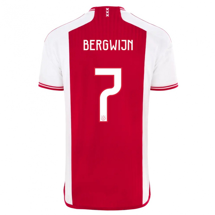 Mujer Fútbol Camiseta Steven Bergwijn #7 Rojo Blanco 1ª Equipación 2023/24